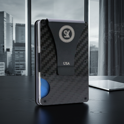 Black: RFID Blocking Carbon Fiber Wallet for Men & Women - Reinforced Money Clip - Gift Box