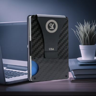 Black: RFID Blocking Carbon Fiber Wallet for Men & Women - Reinforced Money Clip - Gift Box