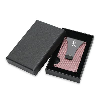 Pink: RFID Blocking Carbon Fiber Wallet for Men & Women - Reinforced Money Clip - Gift Box