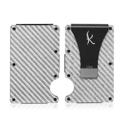 Silver: RFID Blocking Carbon Fiber Wallet for Men & Women - Reinforced Money Clip - Gift Box