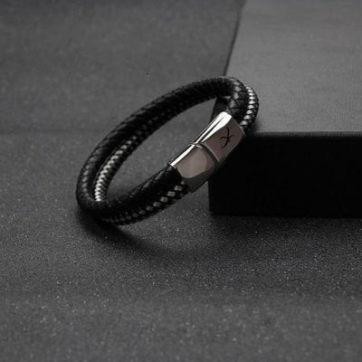 Luxury Men’s Bracelet – Double Black & Silver