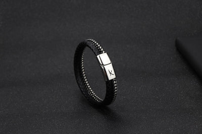 Luxury Men’s Bracelet – Double Black & Silver