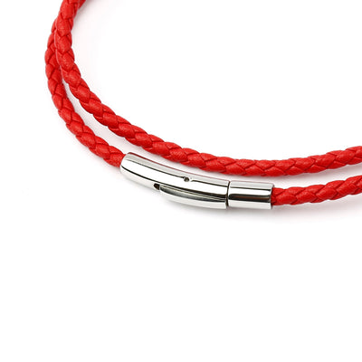 Leather Necklace - Red - 3 mm