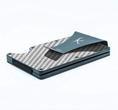 Silver: RFID Blocking Carbon Fiber Wallet for Men & Women - Reinforced Money Clip - Gift Box