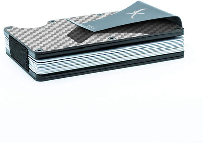 Silver: RFID Blocking Carbon Fiber Wallet for Men & Women - Reinforced Money Clip - Gift Box