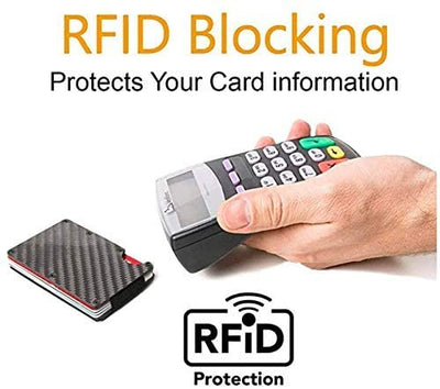 Silver: RFID Blocking Carbon Fiber Wallet for Men & Women - Reinforced Money Clip - Gift Box