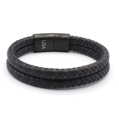 Luxury Men’s Bracelet – Double Brown Blue