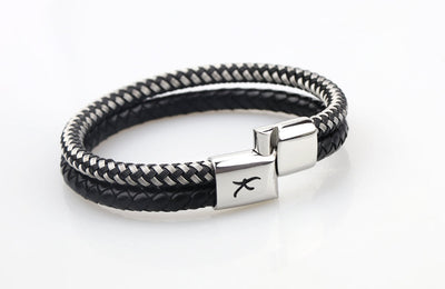 Luxury Men’s Bracelet – Double Black & Silver