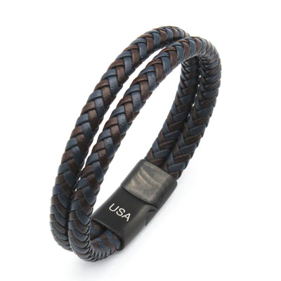 Luxury Men’s Bracelet – Double Brown Blue