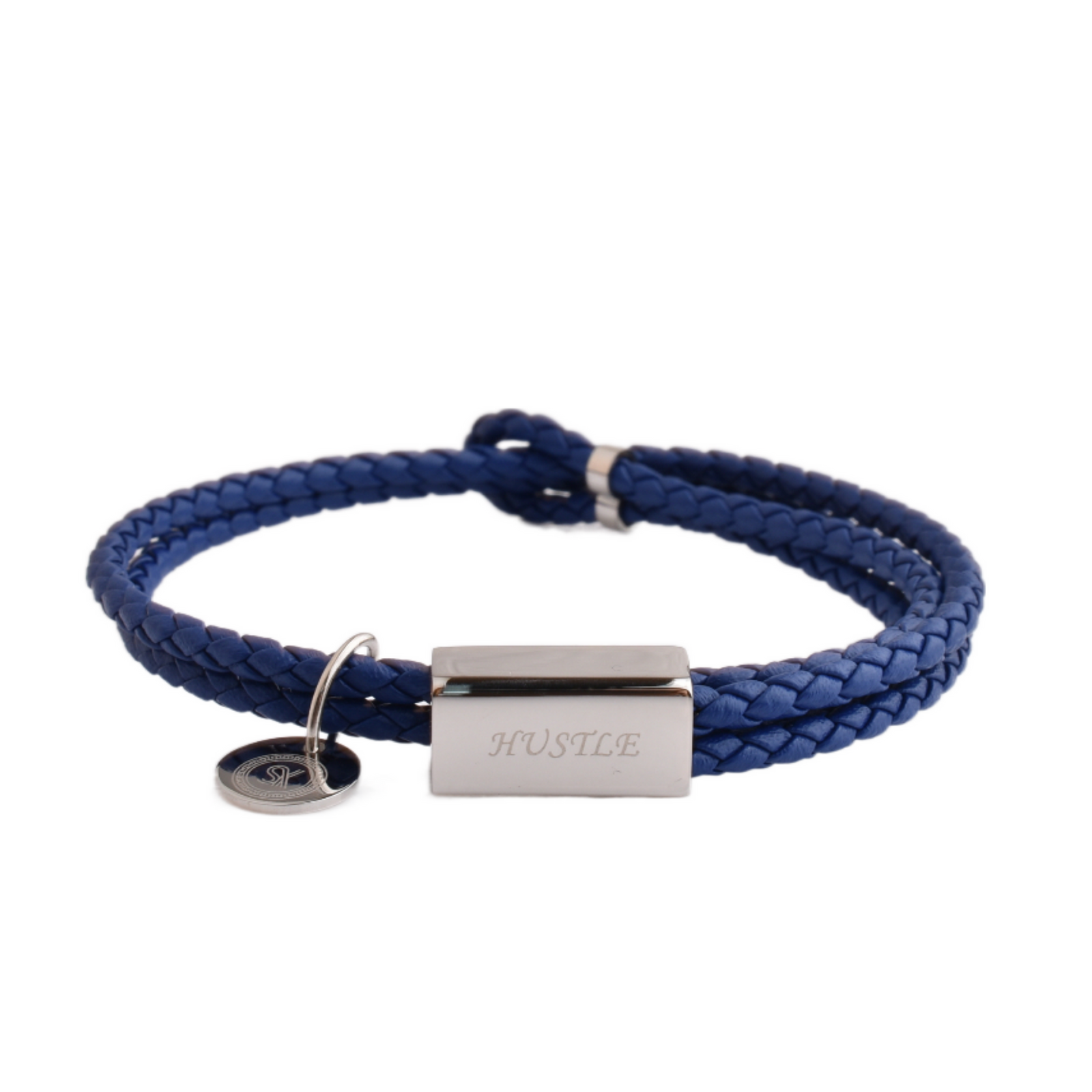 Motivational Leather Bracelet - Hustle - Blue
