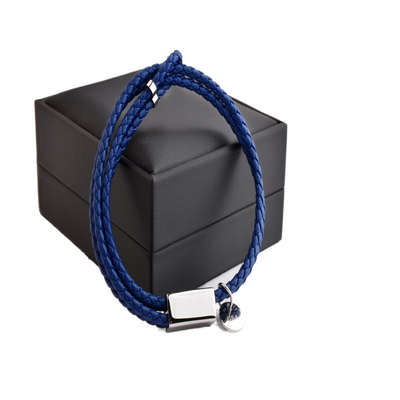 Motivational Leather Bracelet - Hustle - Blue