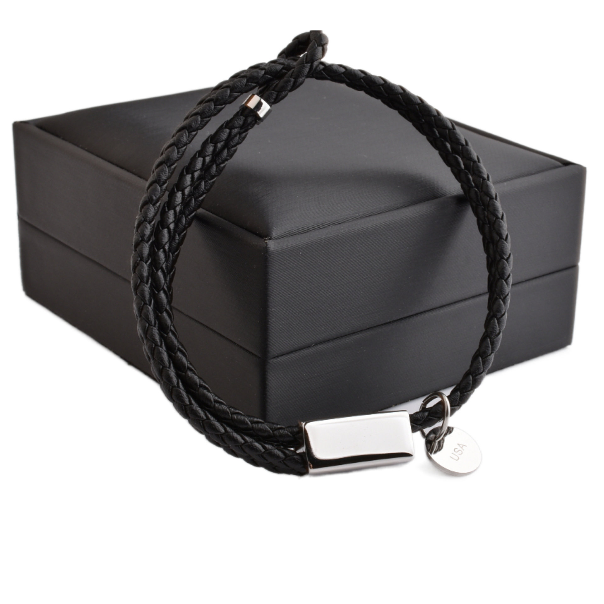 Motivational Leather Bracelet - Hustle - Black