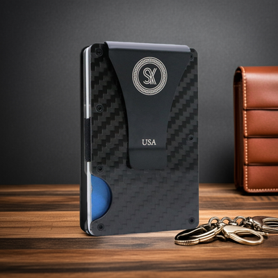 Black: RFID Blocking Carbon Fiber Wallet for Men & Women - Reinforced Money Clip - Gift Box