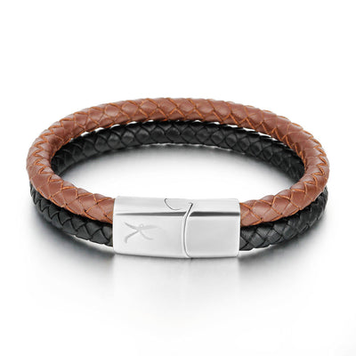 Luxury Men’s Bracelet – Black Brown – Silver Clasp