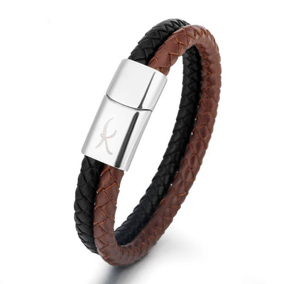 Luxury Men’s Bracelet – Black Brown – Silver Clasp