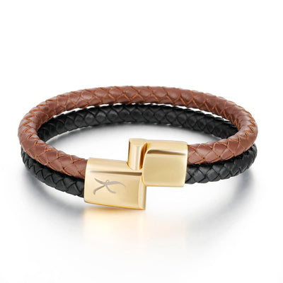 Luxury Men’s Bracelet – Black Brown – Golden Clasp
