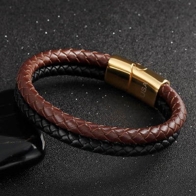 Luxury Men’s Bracelet – Black Brown – Golden Clasp