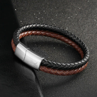 Luxury Men’s Bracelet – Black Brown – Silver Clasp