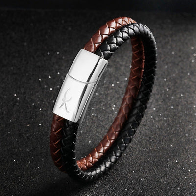 Luxury Men’s Bracelet – Black Brown – Silver Clasp